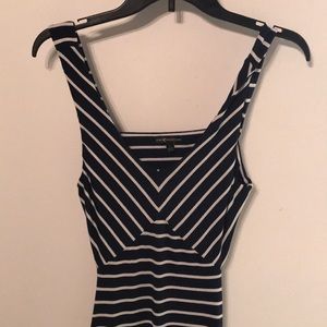 Navy & White Striped Maxi Dress
